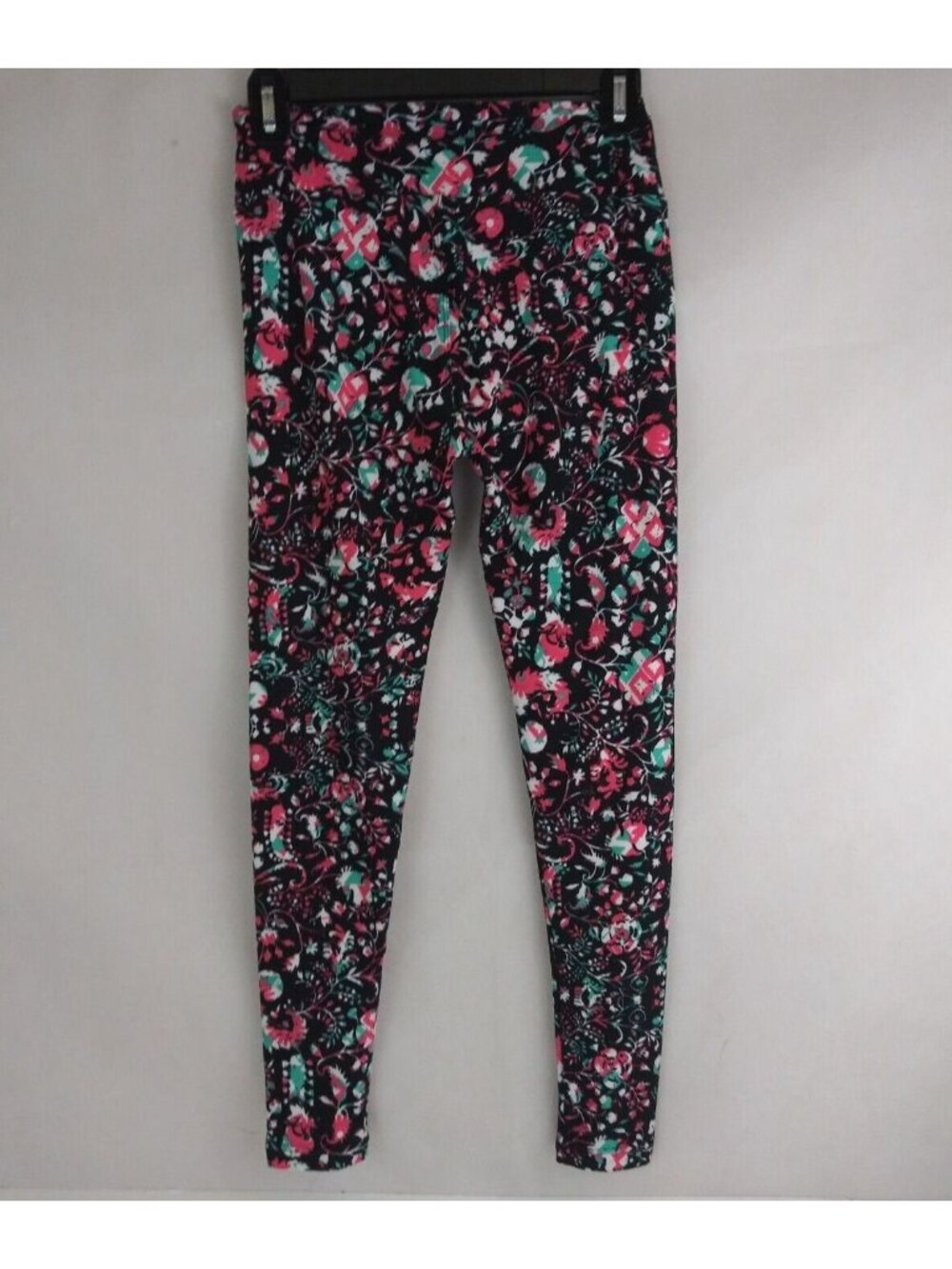 LuLaRoe One Size Leggings Black With Colorful Floral Designs